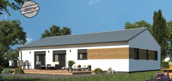 Plan de maison Surface terrain 104 m2 - 5 pièces - 4  chambres -  avec garage 